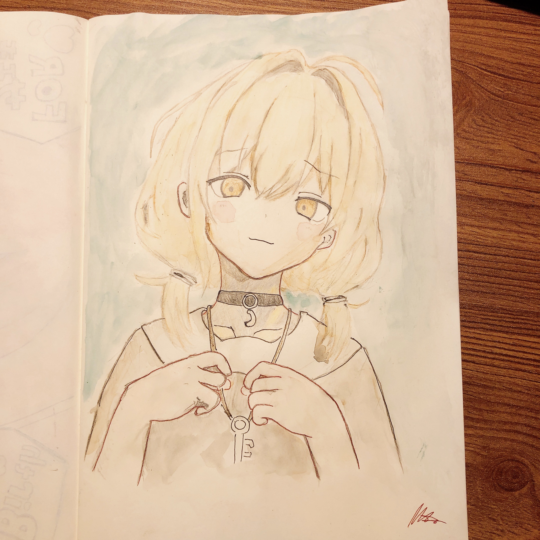 メンヘラ風女の子-水彩色鉛筆